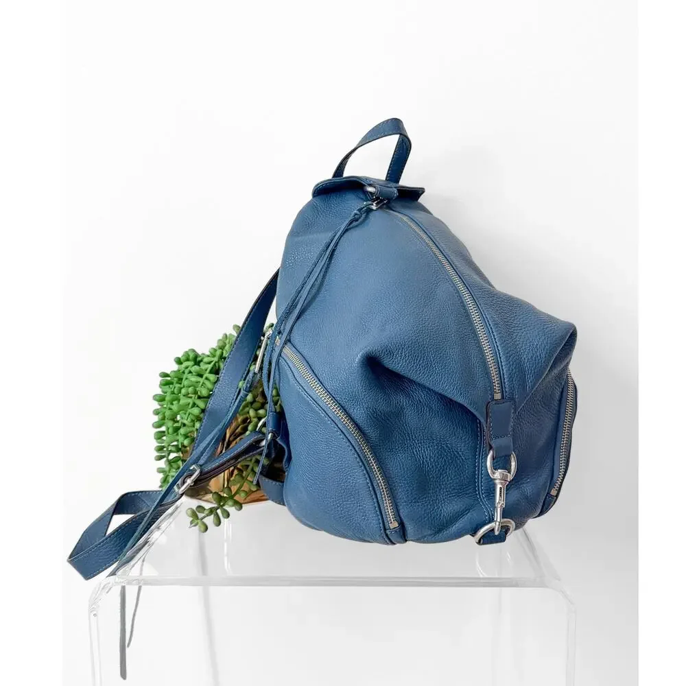 Rebecca Minkoff Julian Backpack Purse in Blue Pebbled Leather - Picture 1 of 12